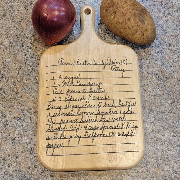 Engraved Handwriting Recipe Oak Cutting Board - Personalized Cutting Board - Picture 3 of 7